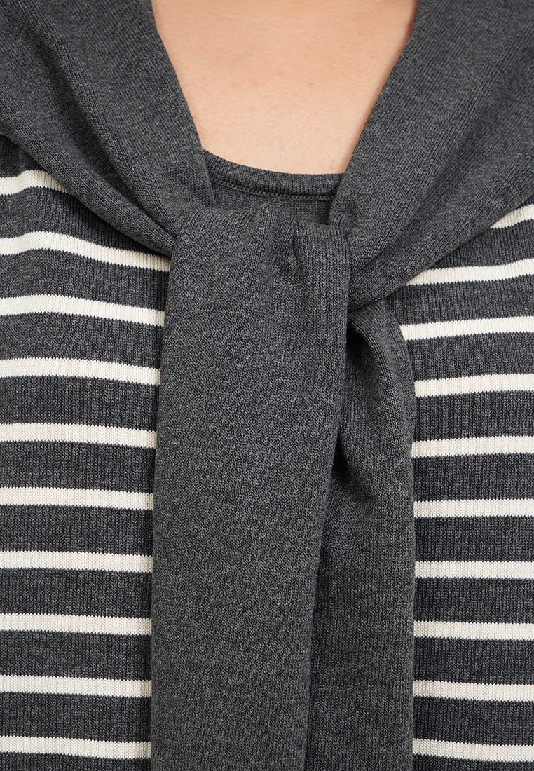 Stripe Midi Dress with Tie Details