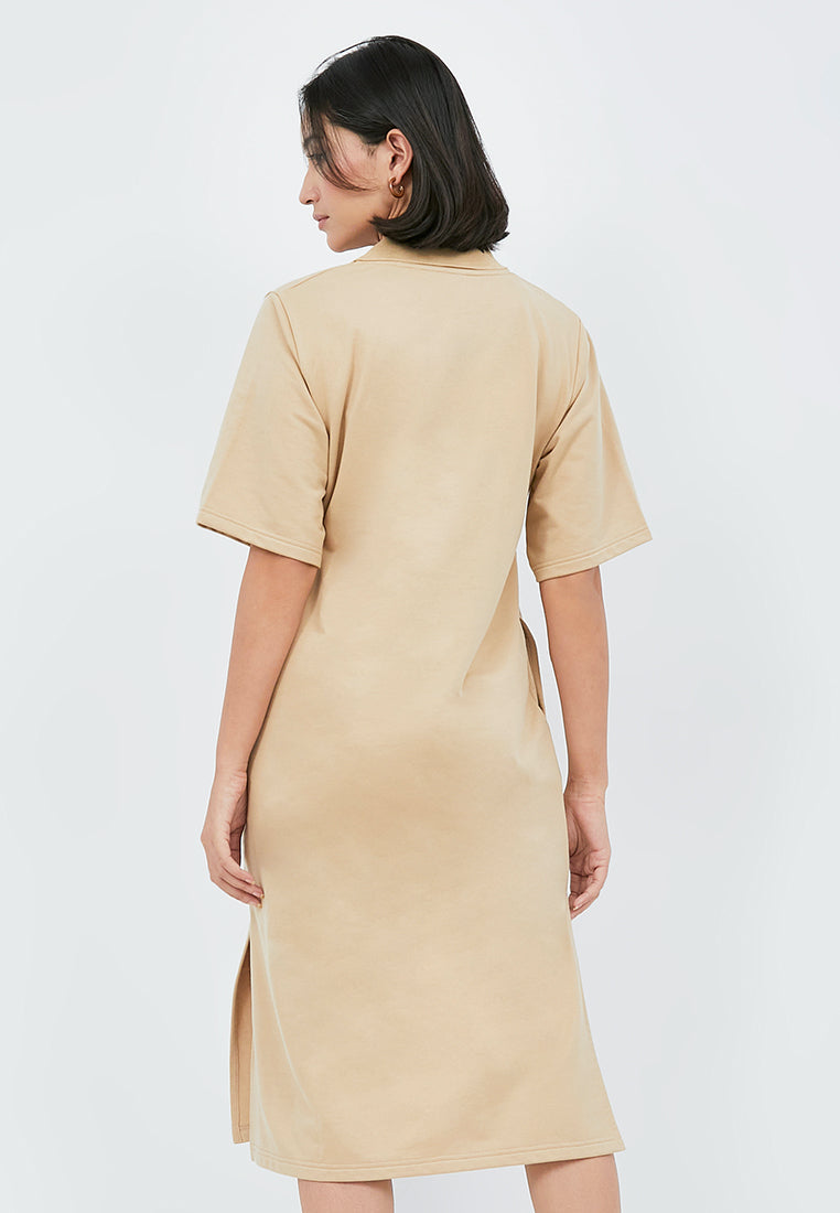 Midi Polo Dress with Side Slit Details