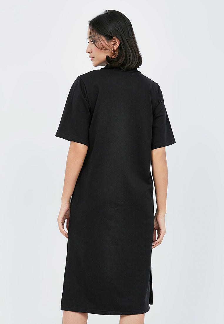 Midi Polo Dress with Side Slit Details