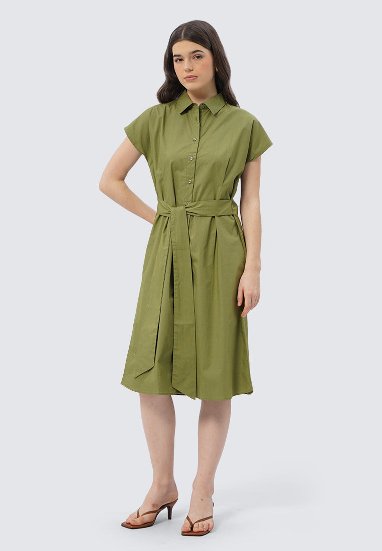 Short Sleeve Midi Shirt Dress