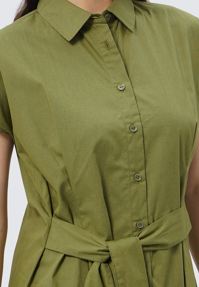 Short Sleeve Midi Shirt Dress