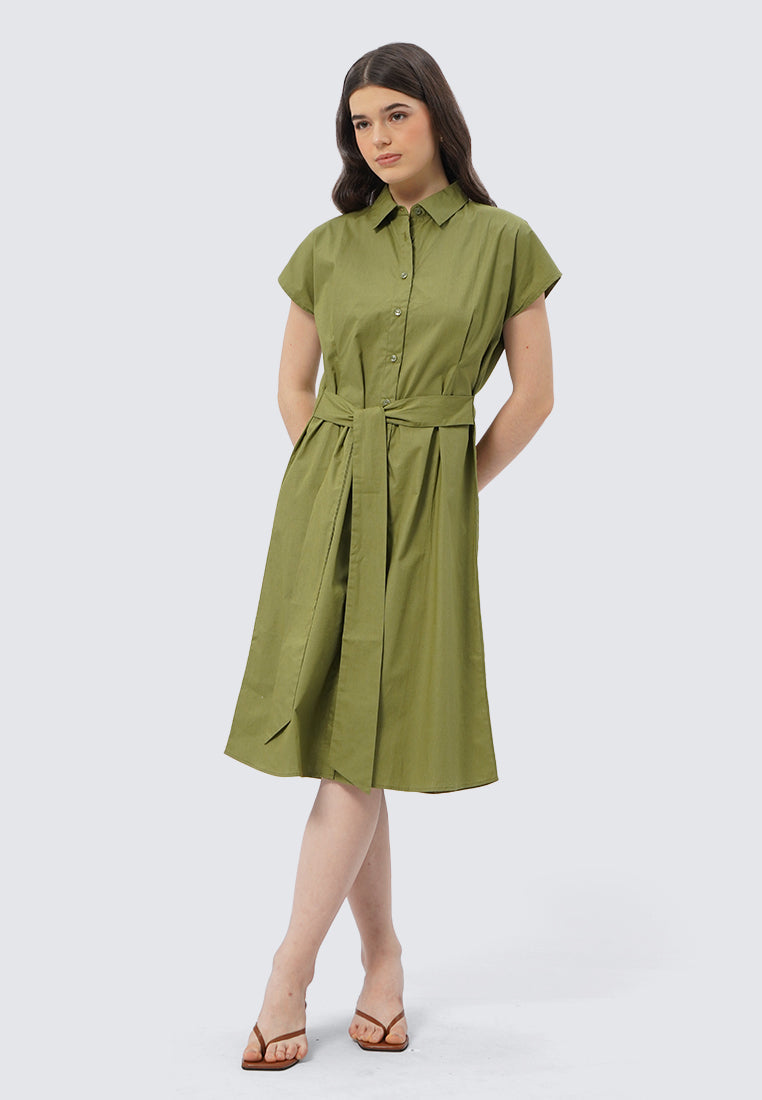 Short Sleeve Midi Shirt Dress