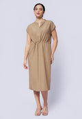 Midi Dress with Waist Ruching Details