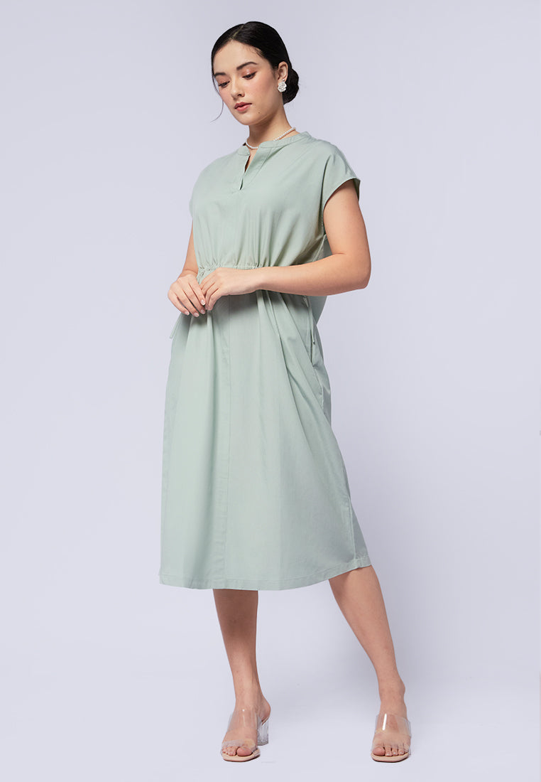 Midi Dress with Waist Ruching Details