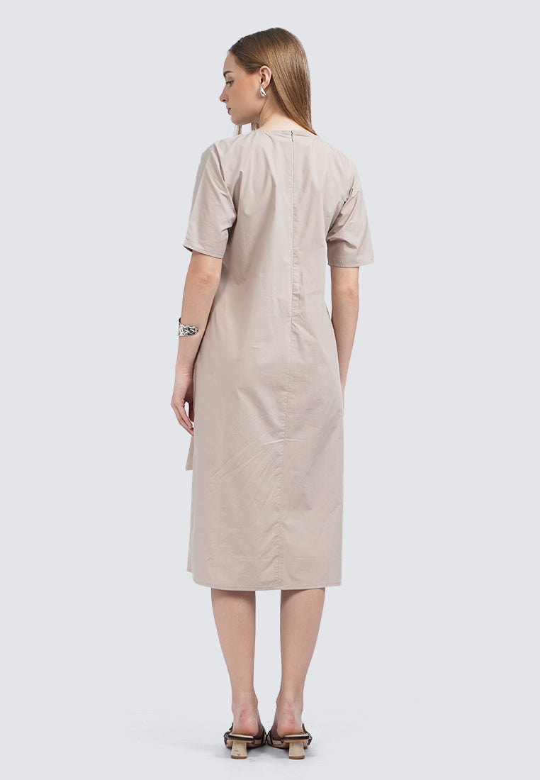 Belted Short Sleeve Midi Dress