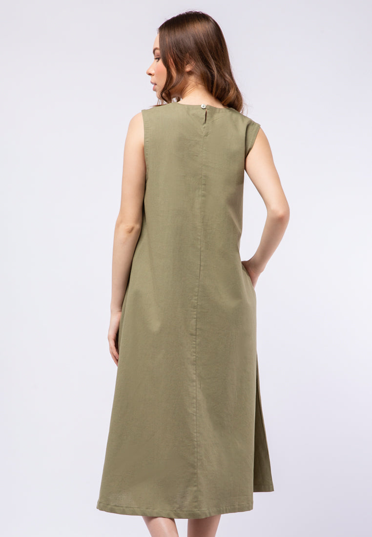 V-neck Sleeveless Midi Dress