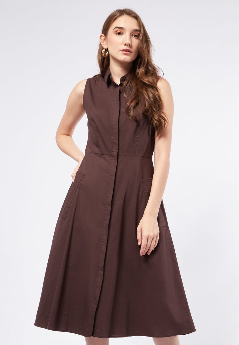 A-line Sleeveless Midi Dress