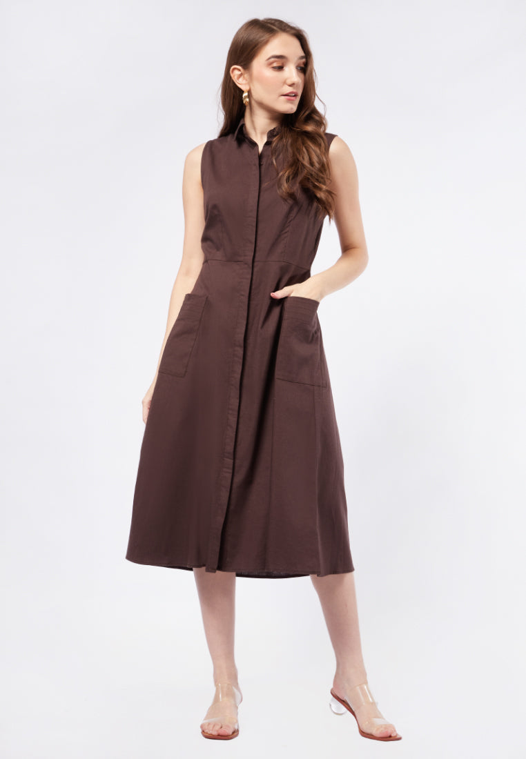 A-line Sleeveless Midi Dress