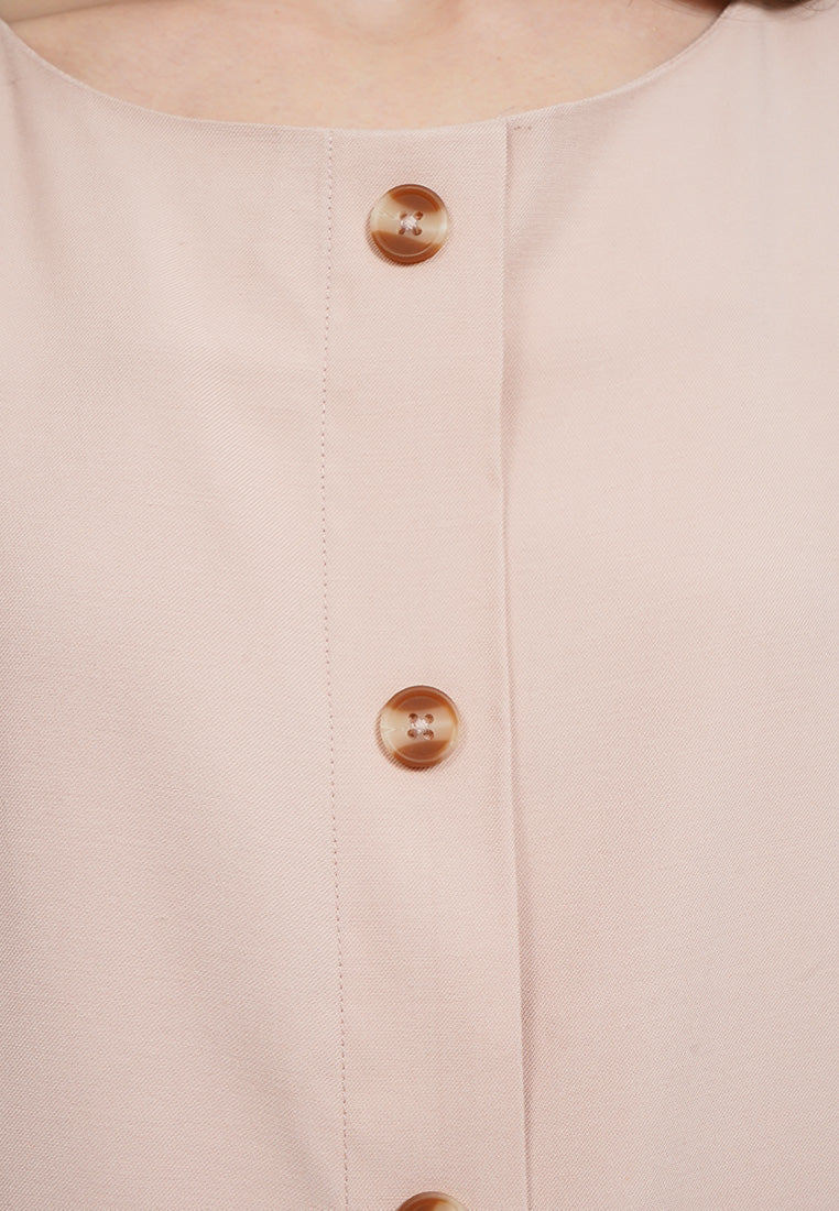 Buttoned Sleeveless Midi Dress