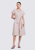 Belted Midi Dress with Double Pocket