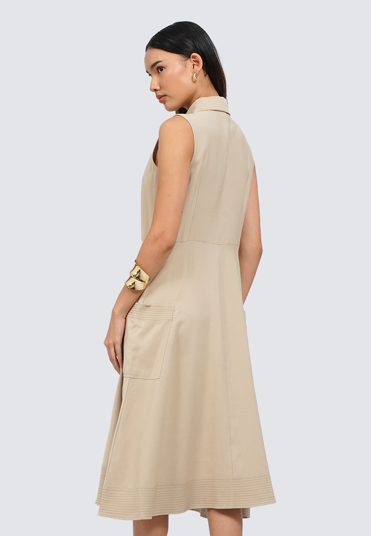 Collared Sleeveless Midi Dress