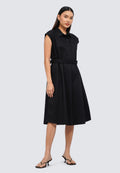 Cap Sleeve Belted Midi Dress