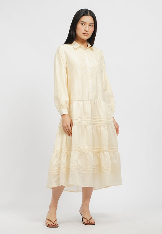 Long Sleeve Collared Midi Dress