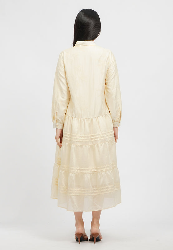 Long Sleeve Collared Midi Dress