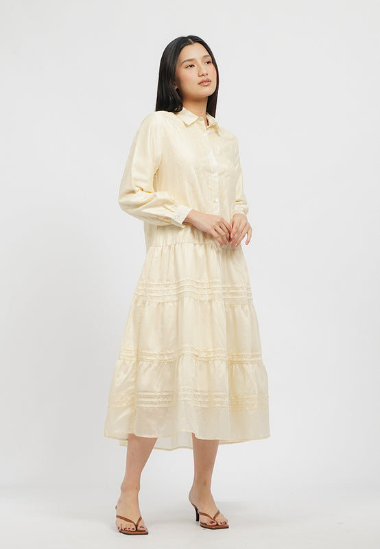 Long Sleeve Collared Midi Dress