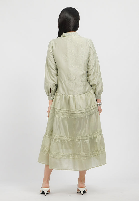 Long Sleeve Collared Midi Dress