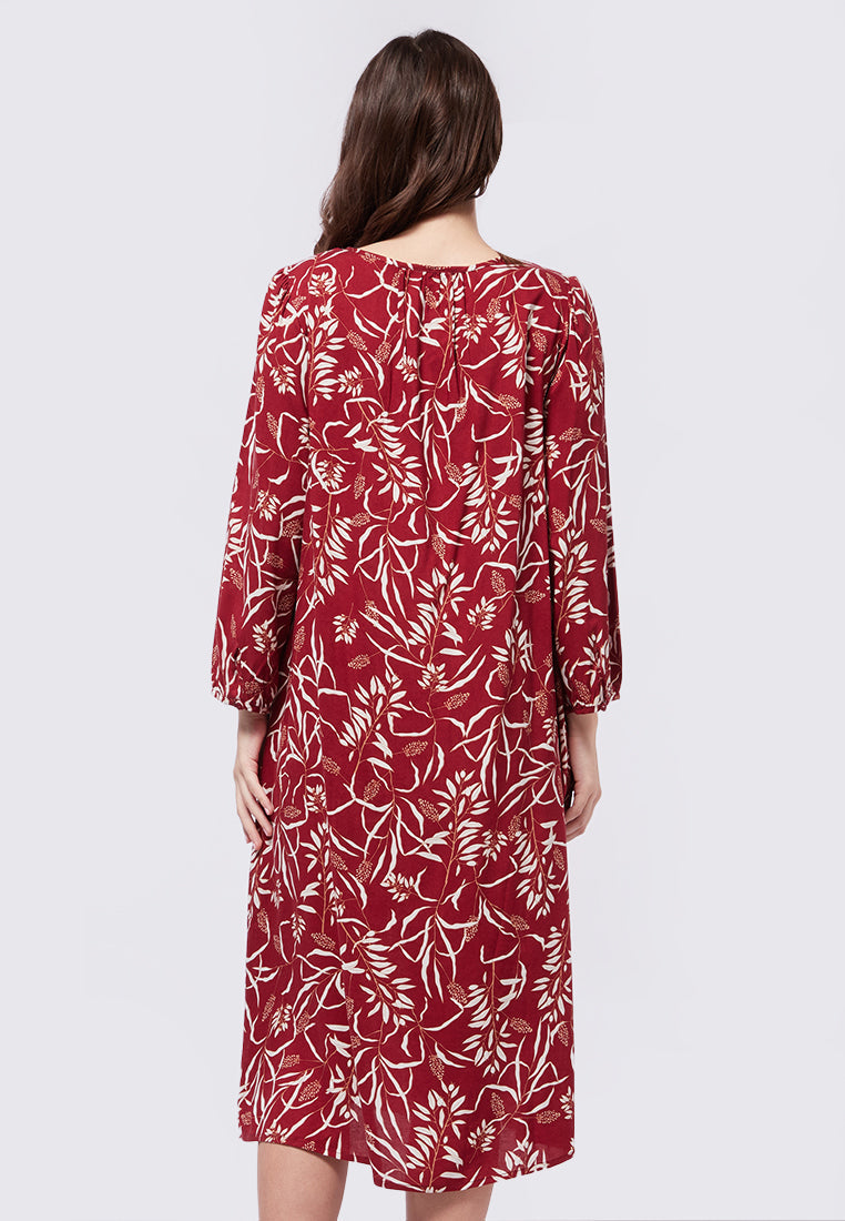 Long Sleeve Printed Lounge Dress