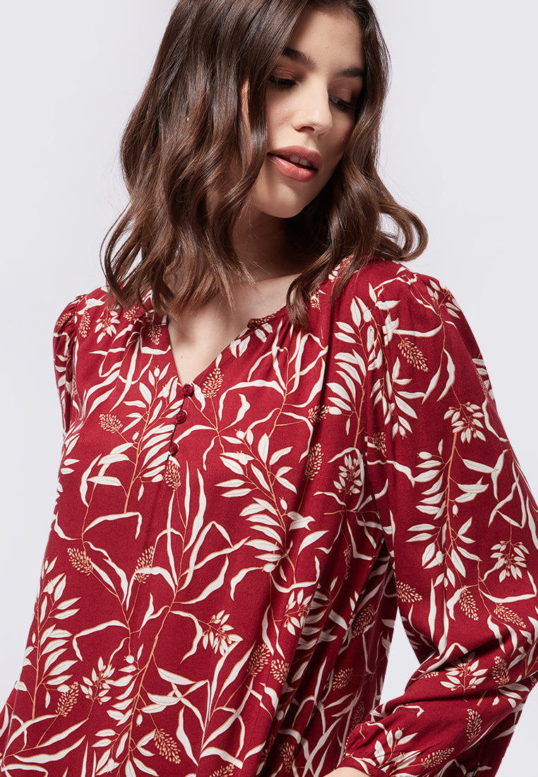 Long Sleeve Printed Lounge Dress
