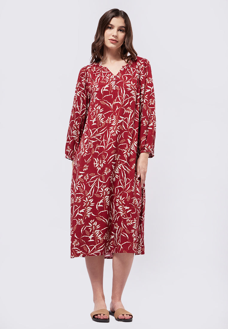 Long Sleeve Printed Lounge Dress