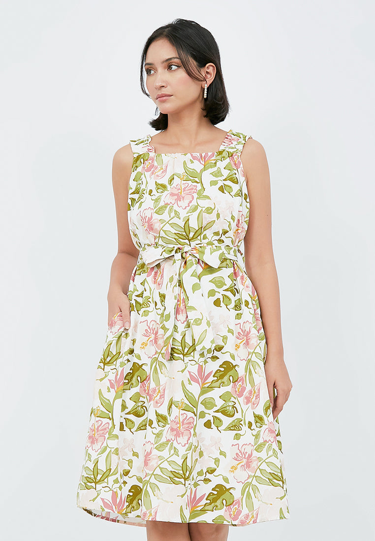 Printed Sleeveless Midi Dress