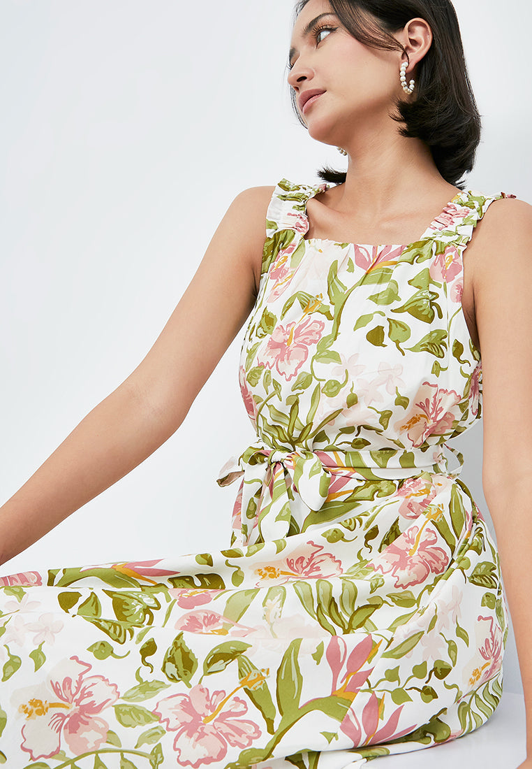 Printed Sleeveless Midi Dress