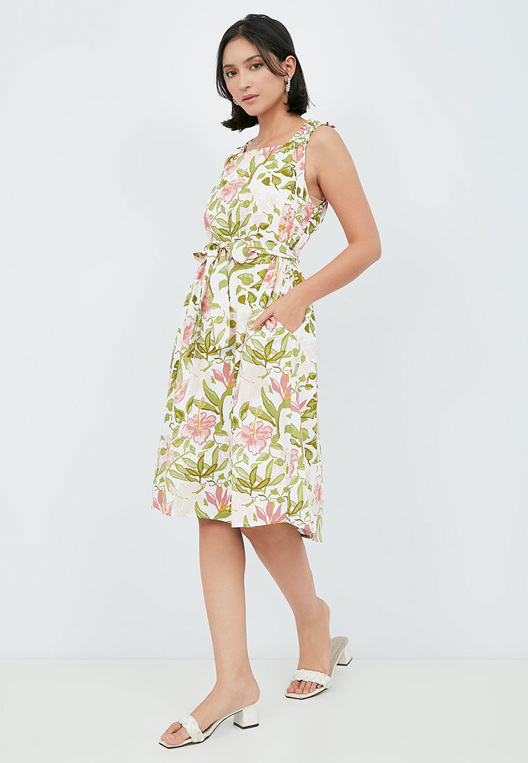 Printed Sleeveless Midi Dress
