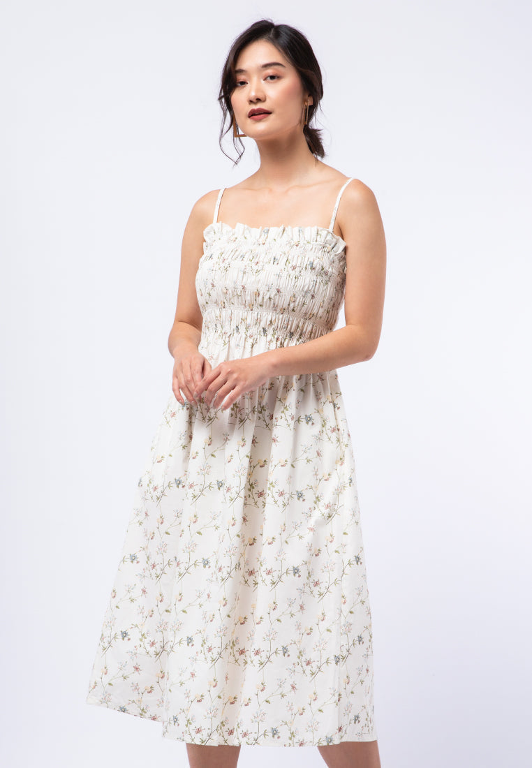 Printed Sleeveless Smocked Dress