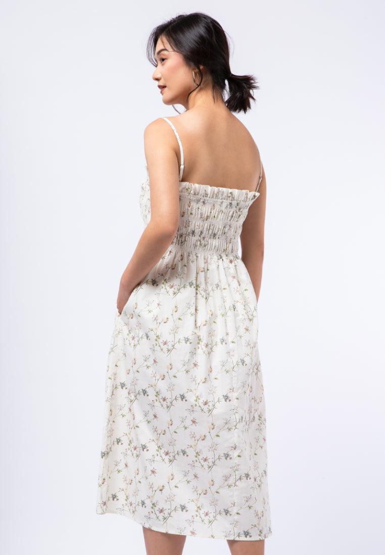 Printed Sleeveless Smocked Dress