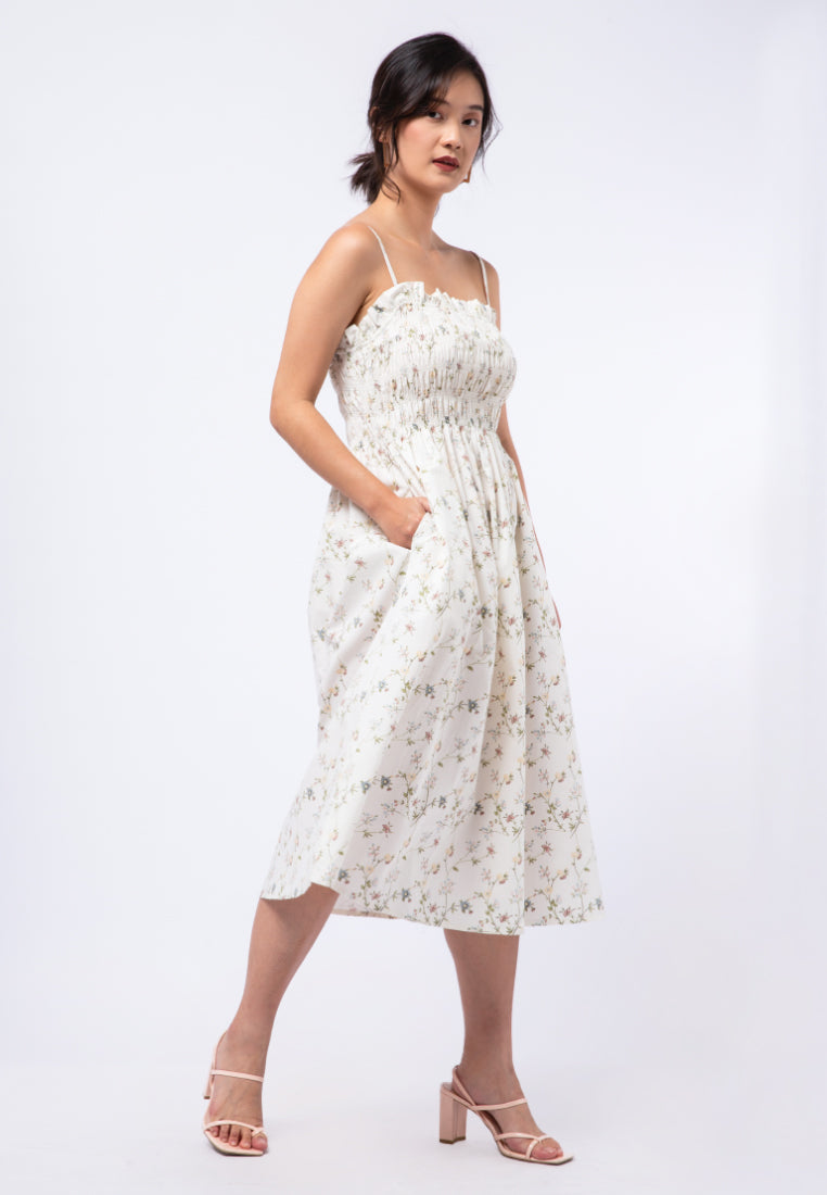 Printed Sleeveless Smocked Dress