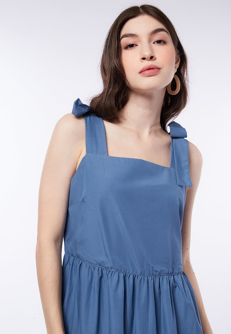 Square Neck Pinafore Midi Dress