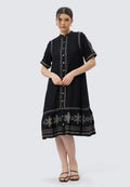 Embroidered Short Sleeve Midi Dress
