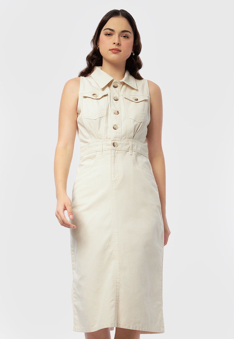 Sleeveless Midi Shirt Dress