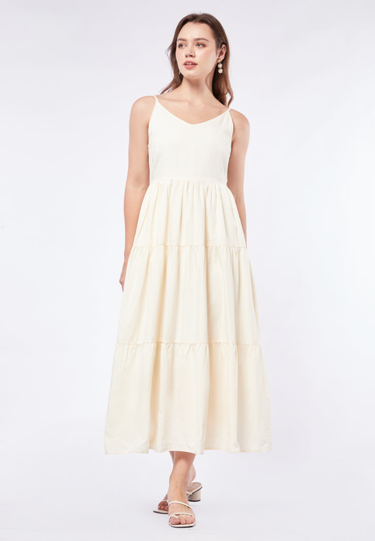 Sleeveless Midi Dress with Tier Details
