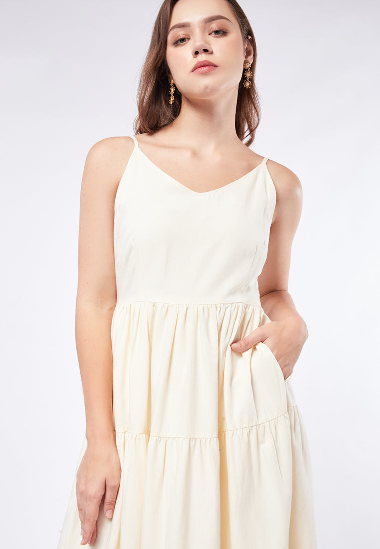 Sleeveless Midi Dress with Tier Details