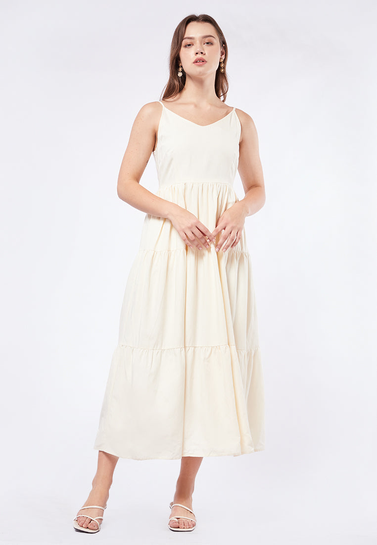 Sleeveless Midi Dress with Tier Details