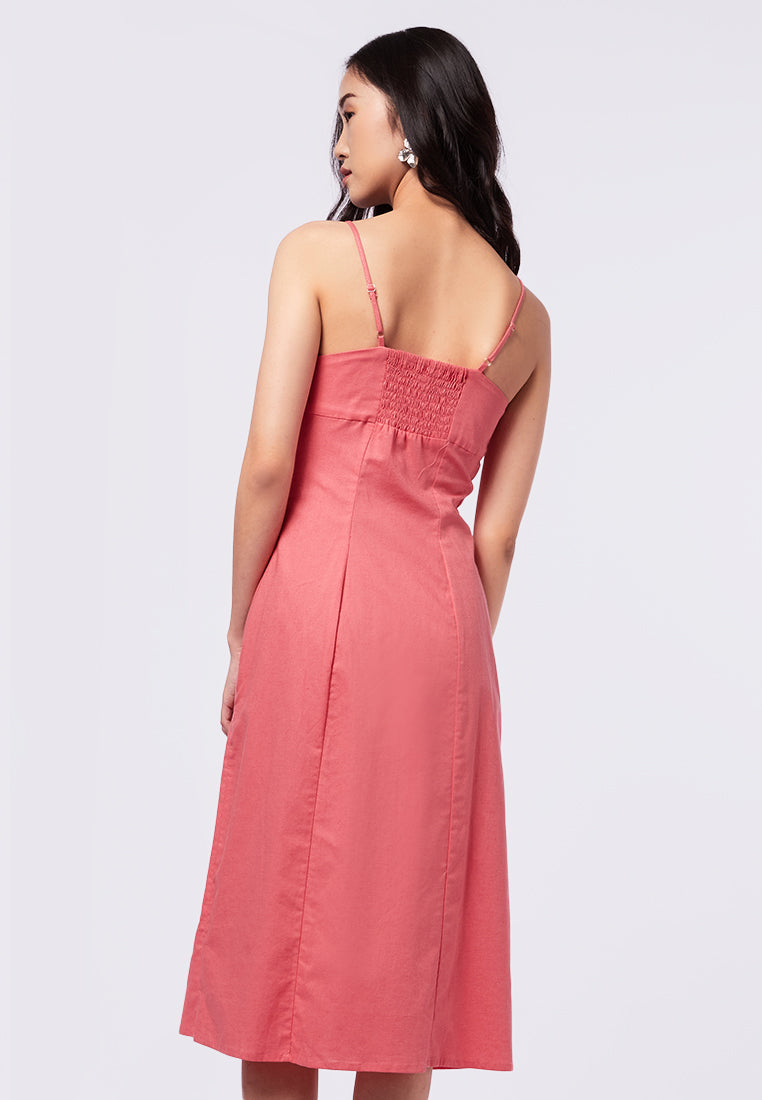 Strappy Midi Dress with Back Smock Details