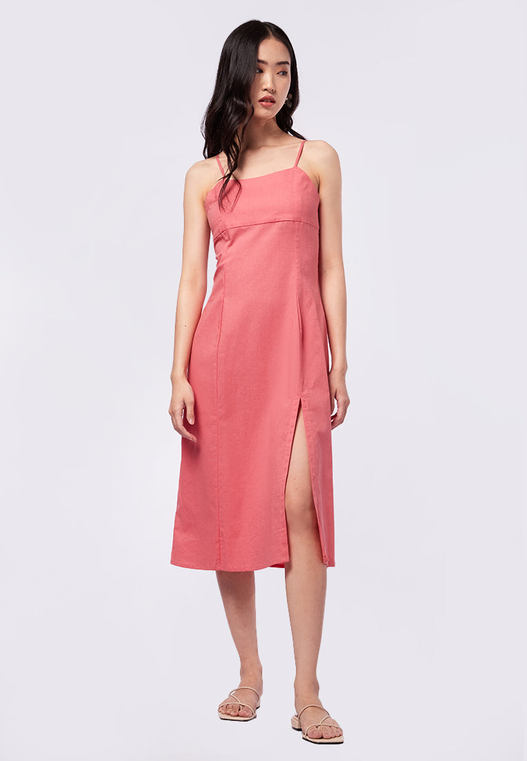 Strappy Midi Dress with Back Smock Details
