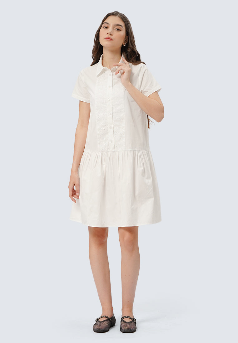 Short Sleeve Eyelet Midi Dress