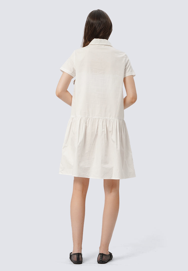 Short Sleeve Eyelet Midi Dress