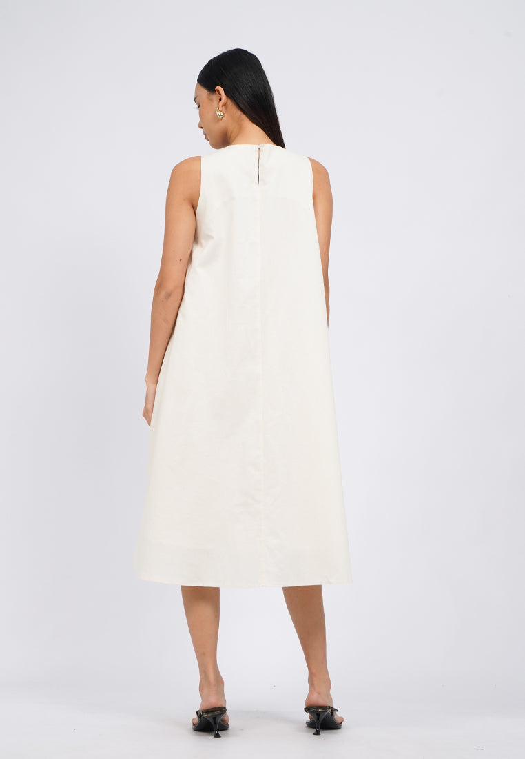 Embroidered Sleeveless Midi Dress
