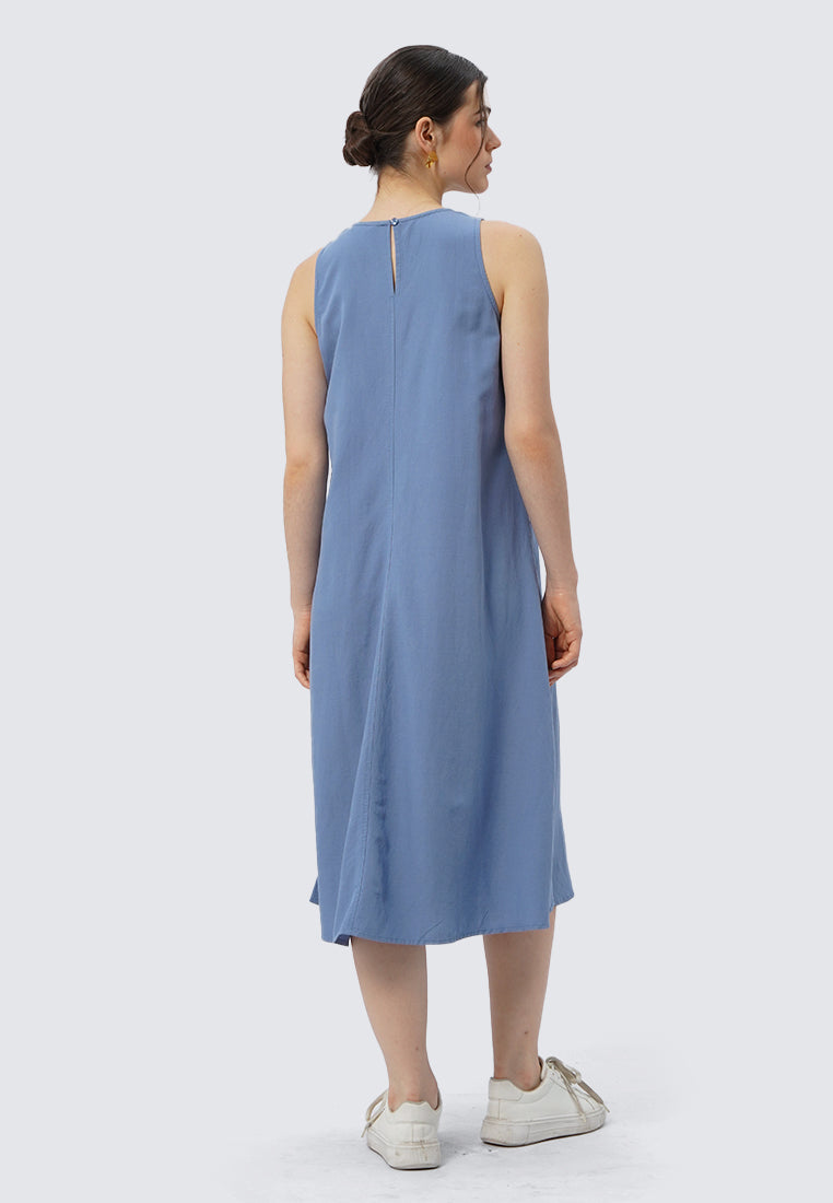 Round Neck Sleeveless Midi Dress