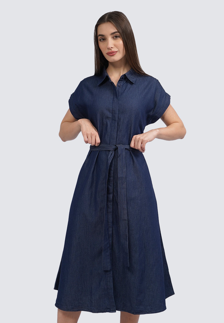 Short Sleeve Midi Shirt Dress