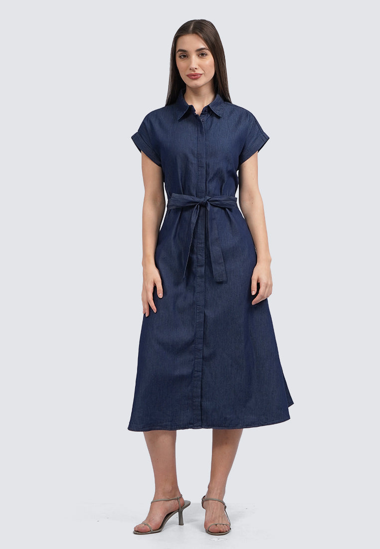 Short Sleeve Midi Shirt Dress