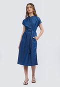 V-Neck Short Sleeve Midi Dress