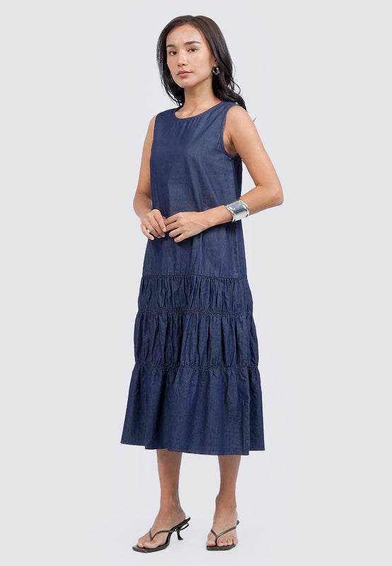 Sleeveless Tiered Midi Dress
