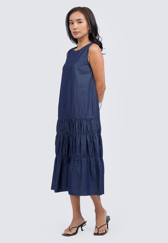 Sleeveless Tiered Midi Dress