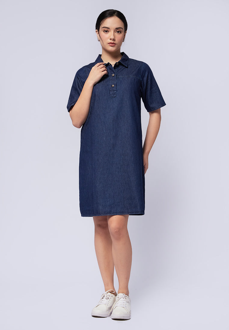 Mini Denim Dress with Button Details