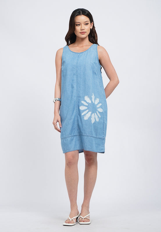 Round Neck Sleeveless Denim Dress