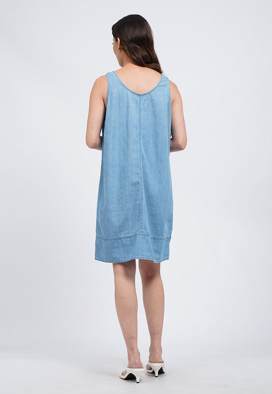 Round Neck Sleeveless Denim Dress