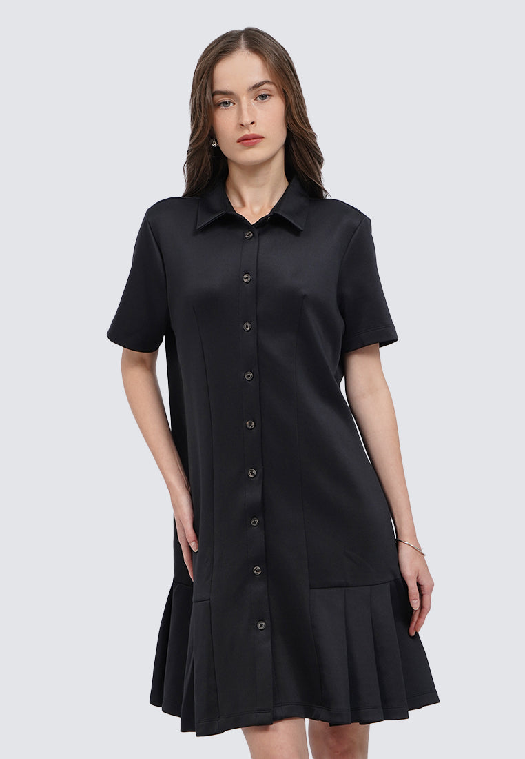Pleated Hem Mini Dress
